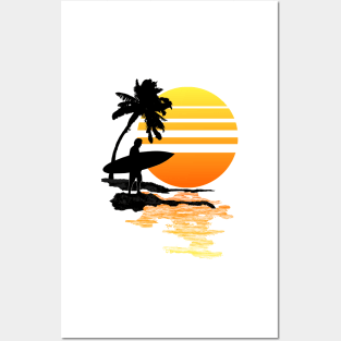 Surfing Sunrise Posters and Art